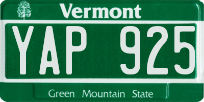 VT license plate YAP925