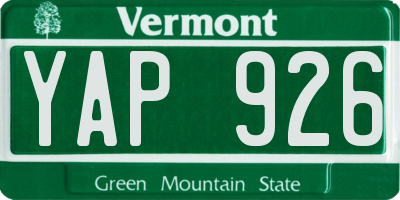 VT license plate YAP926