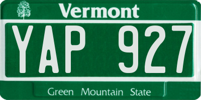 VT license plate YAP927
