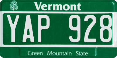 VT license plate YAP928
