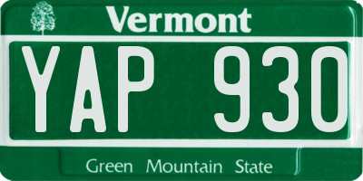 VT license plate YAP930