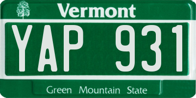 VT license plate YAP931