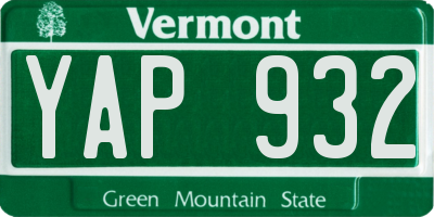 VT license plate YAP932