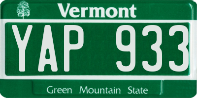 VT license plate YAP933
