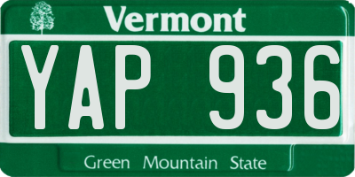 VT license plate YAP936