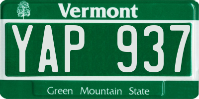 VT license plate YAP937
