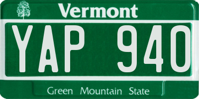 VT license plate YAP940
