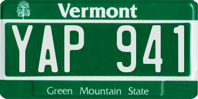 VT license plate YAP941
