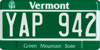 VT license plate YAP942