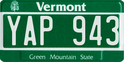 VT license plate YAP943
