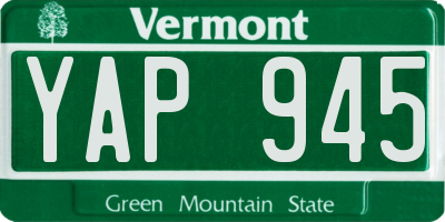 VT license plate YAP945