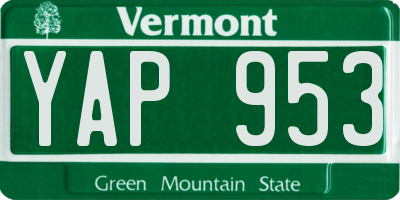 VT license plate YAP953