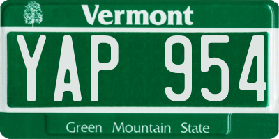 VT license plate YAP954