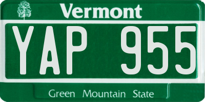 VT license plate YAP955