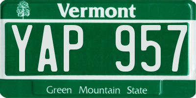 VT license plate YAP957