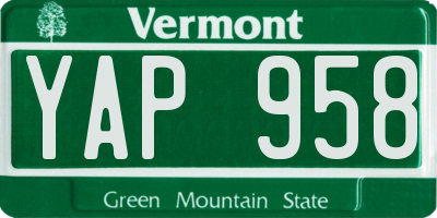 VT license plate YAP958