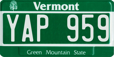 VT license plate YAP959