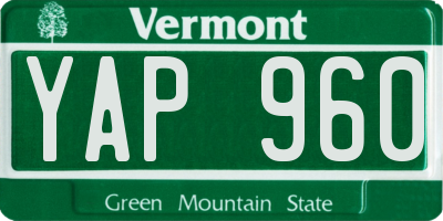 VT license plate YAP960