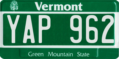VT license plate YAP962