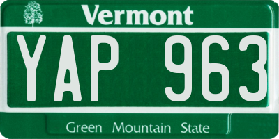 VT license plate YAP963