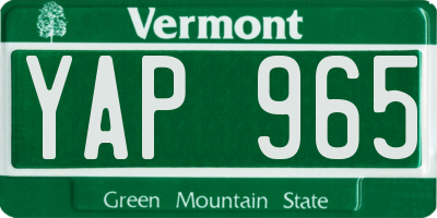 VT license plate YAP965