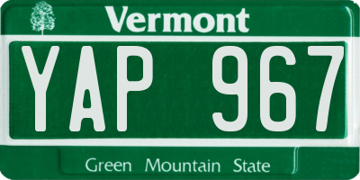 VT license plate YAP967
