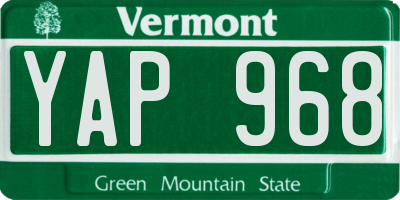 VT license plate YAP968