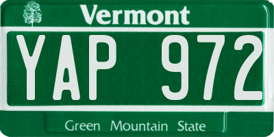 VT license plate YAP972