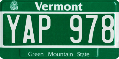 VT license plate YAP978