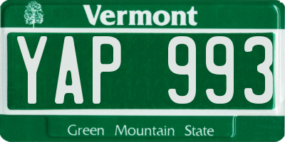 VT license plate YAP993