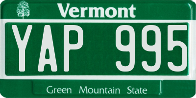VT license plate YAP995