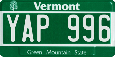 VT license plate YAP996