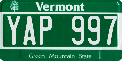 VT license plate YAP997