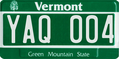 VT license plate YAQ004