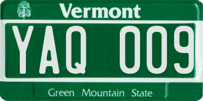 VT license plate YAQ009