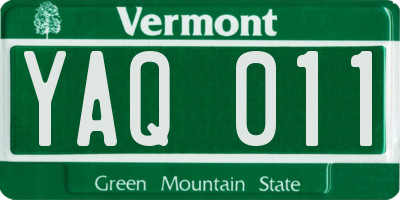 VT license plate YAQ011