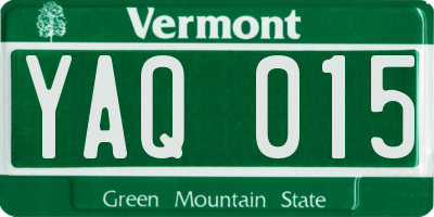 VT license plate YAQ015