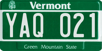VT license plate YAQ021