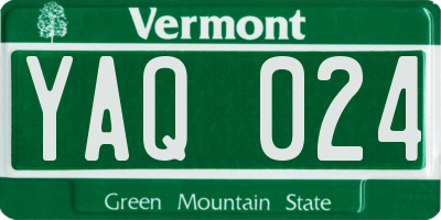 VT license plate YAQ024