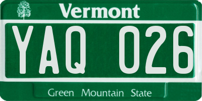 VT license plate YAQ026