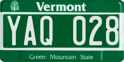 VT license plate YAQ028