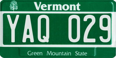 VT license plate YAQ029