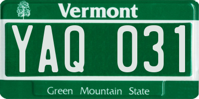 VT license plate YAQ031