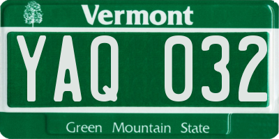 VT license plate YAQ032