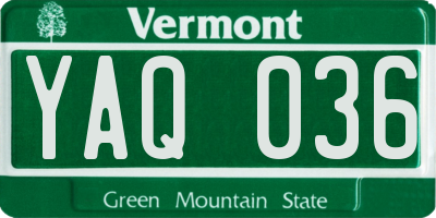 VT license plate YAQ036
