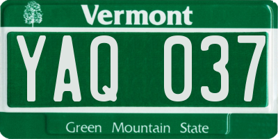 VT license plate YAQ037