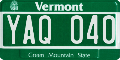 VT license plate YAQ040