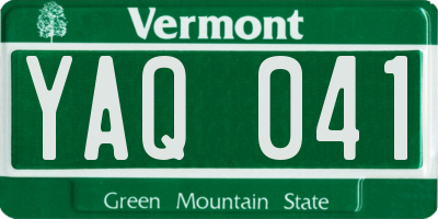 VT license plate YAQ041
