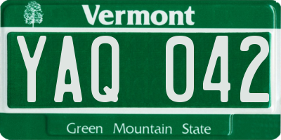 VT license plate YAQ042