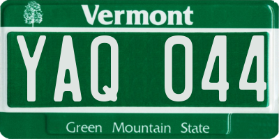 VT license plate YAQ044